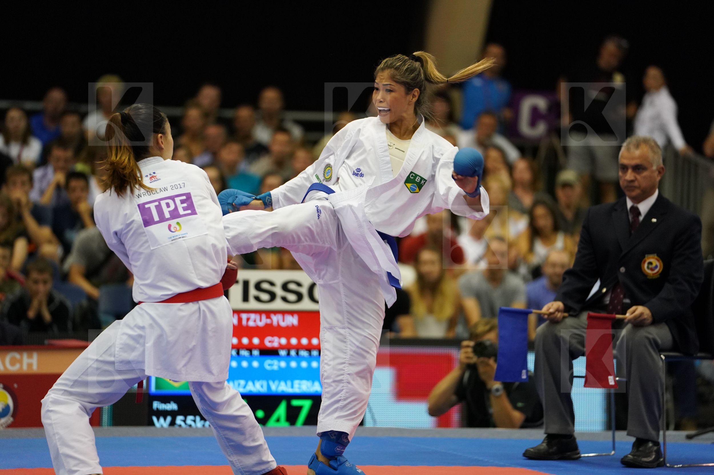 Brazil Chinese Taipei Female Kumite -55kg Gold match Kumizaki Valeria Wen Tzu-Yun